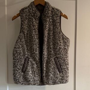 Reversible Cozy Gray Sherpa Vest